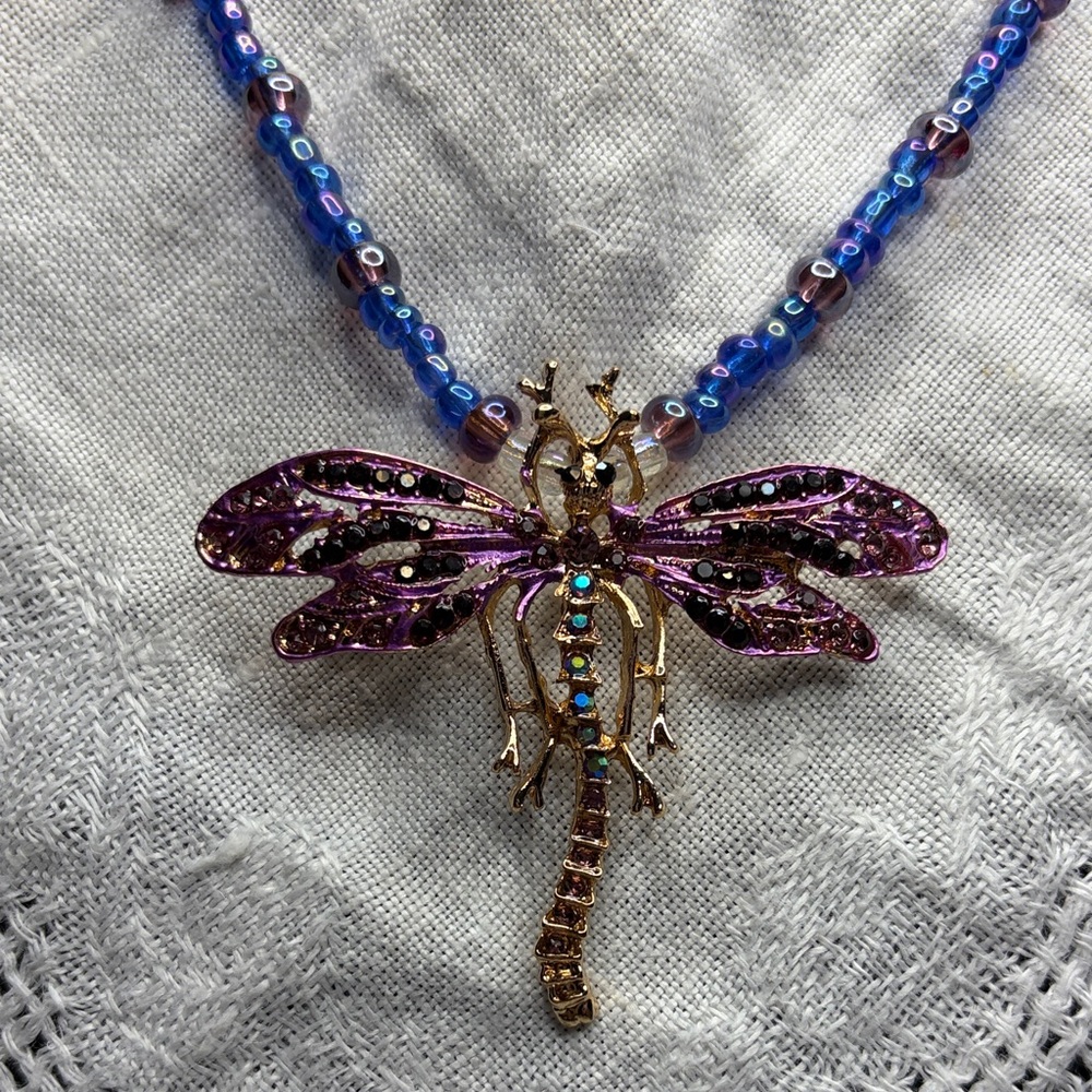 Purple DRAGONFLY Pendant Necklace & Earrings Designed 4 U with LOVE!